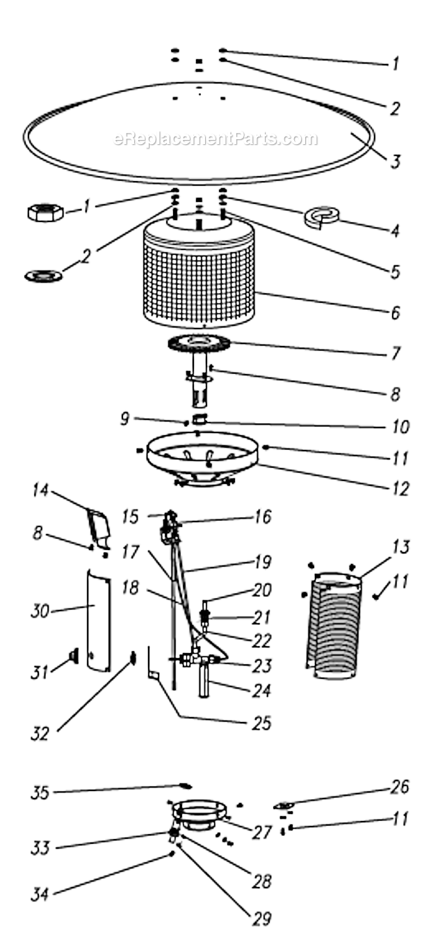Page A Diagram and Parts List for PC-02  Patio Comfort Heater